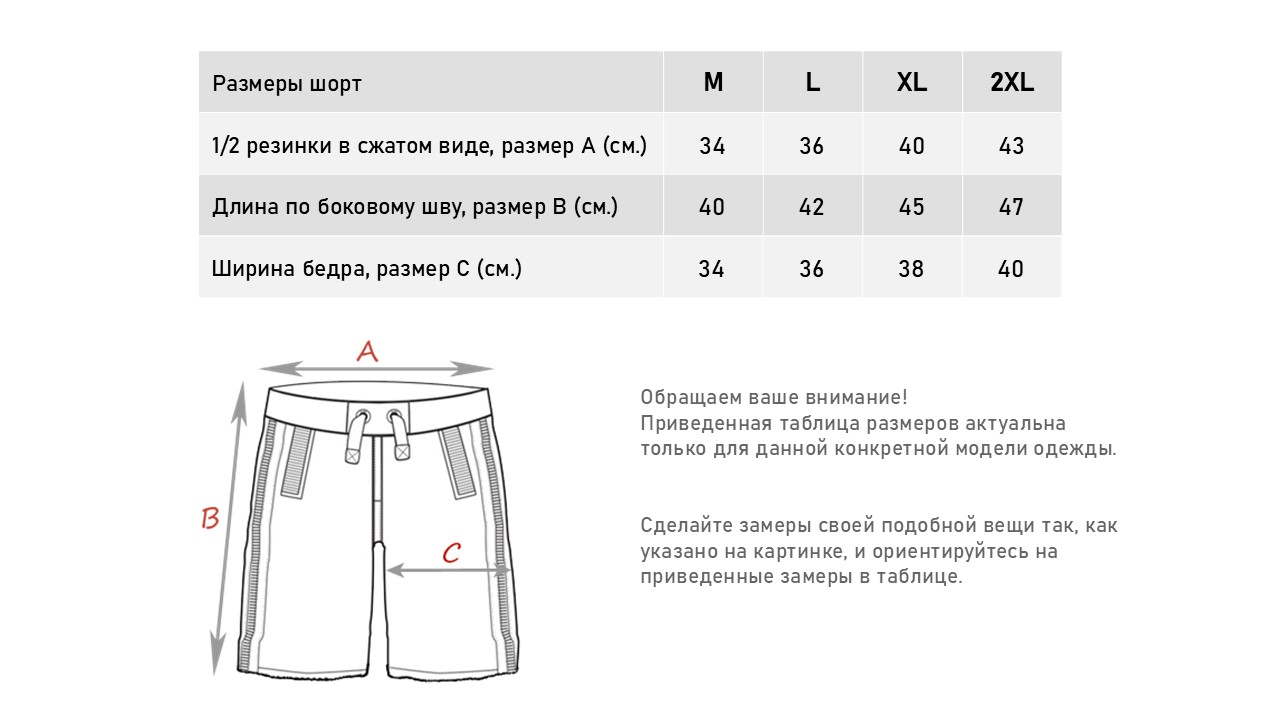 Шорты Piru размеры